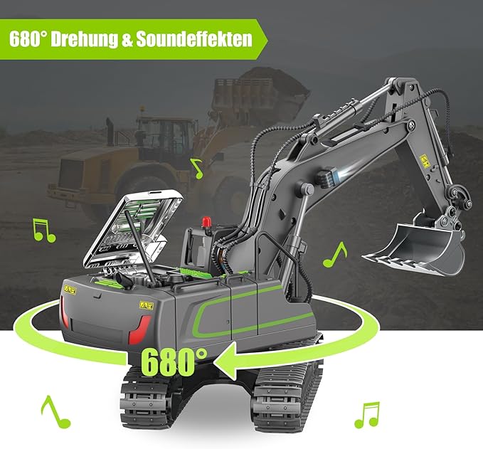 PREPOP Remote Control Excavator Toy for 6-12 yr Boys, Best Birthday Gifts for Kids 6 7 8 9 10 11 Year Old, Green