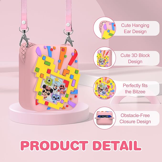 Silicone Case for Bitzee Disney Interactive Toy, Anti-Scratch, Washable, Shockproof Silicone Protective Cover for Bitzee Disney Interactive Toy Electronic Pets Accessories with Lanyard - Pink