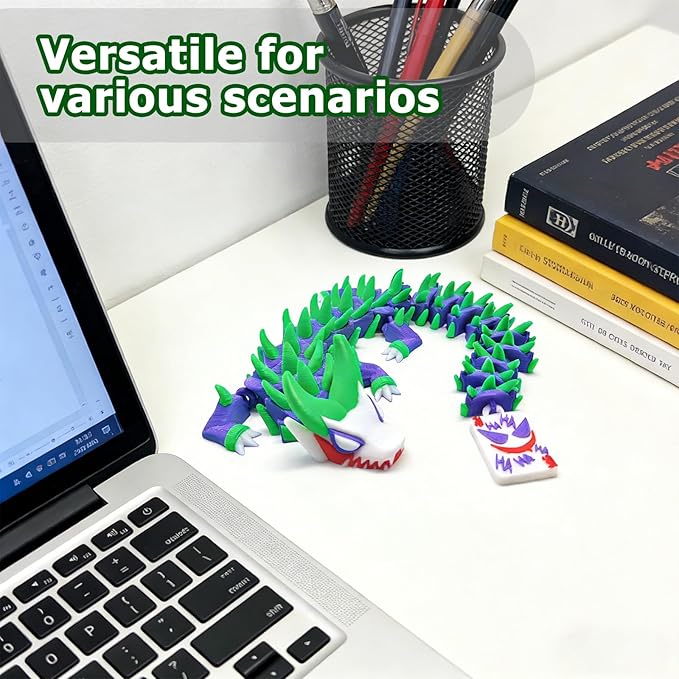 3D Printed Dragon,10 in 3D Printed Dragon Model,Unique 3D Animals Collectible,Flexible Articulated Fantasy 3D Dragon Fidget Toys for Creative Desk Decor Fun Gift.(2 Pcs)