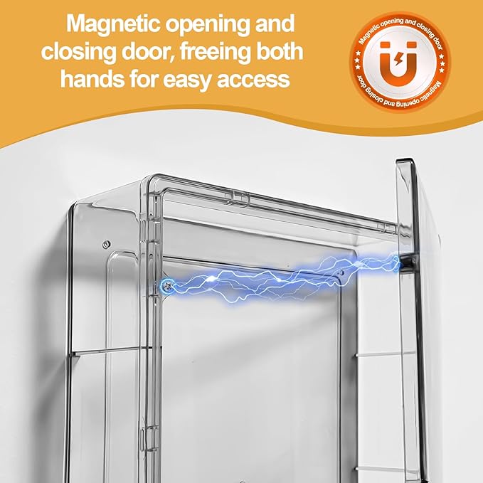 Wall-Mounted Clear Display Case for Figures, Acrylic Storage Organizers Box with Magnetic Door, Wall Dustproof Showcase for Collectibles Action Figure(1, Medium-Wide)