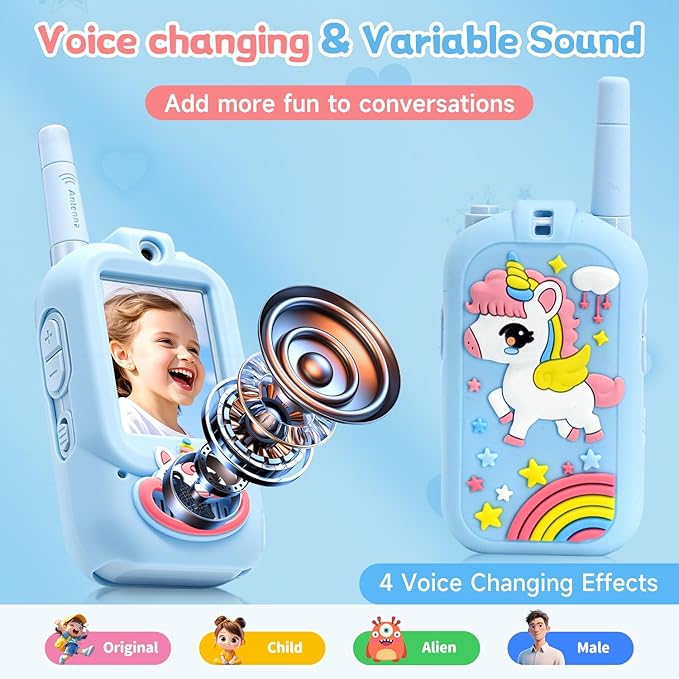Video Walkie Talkies for Kids,2 Pack Rechargeable Walkie Talkies with Cute Silicone Cases,Long Range with Screen,Toys for Indoor Play,Camping, Hiking,Christmas Birthday Gifts for Boys Girls Ages 3-12