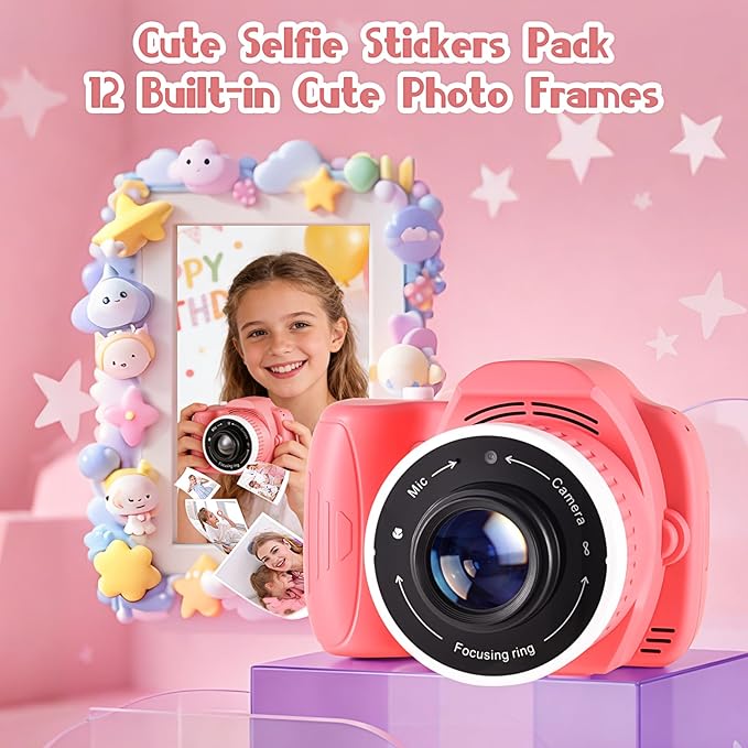 Kids Digital Camera with Video Games, Digital Camera for Kids Fhd 1080P, Kids Video Camera Digital Camcorder with Projector Stent for Gifts Blue