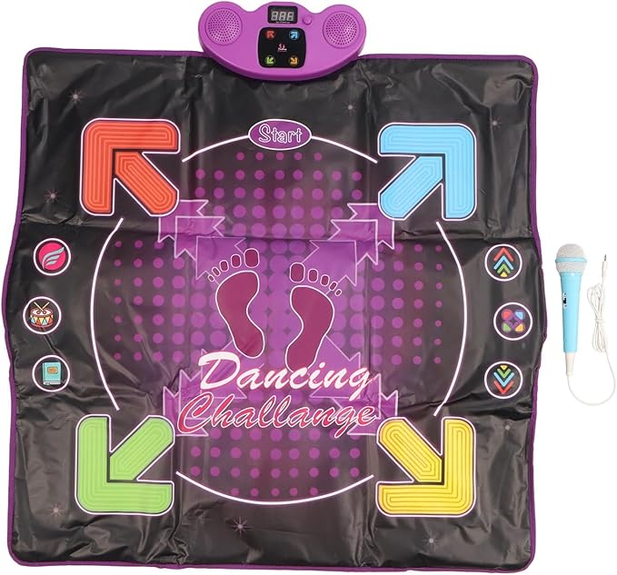 Semme Dance Mat with 4 Interactive Games Singing Microphone Fun Electronic Dance Pad for Kids 3+ Ideal Active Play
