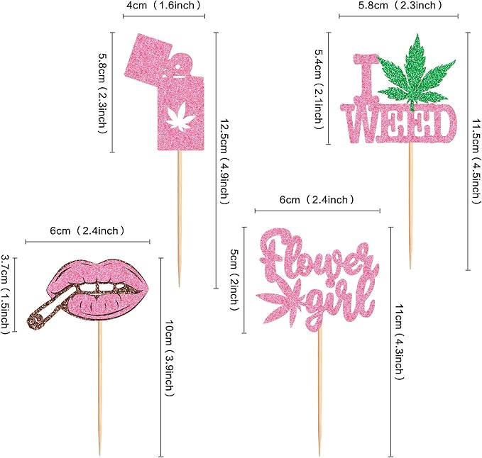 Ercadio 24 PCS Have a Dope Birthday Cupcake Toppers Pink Pot Leaf Weed Leaves Cupcake Picks Marijuana Dope Themed For Smoking Enthusiast Girl Birthday Party Supplies