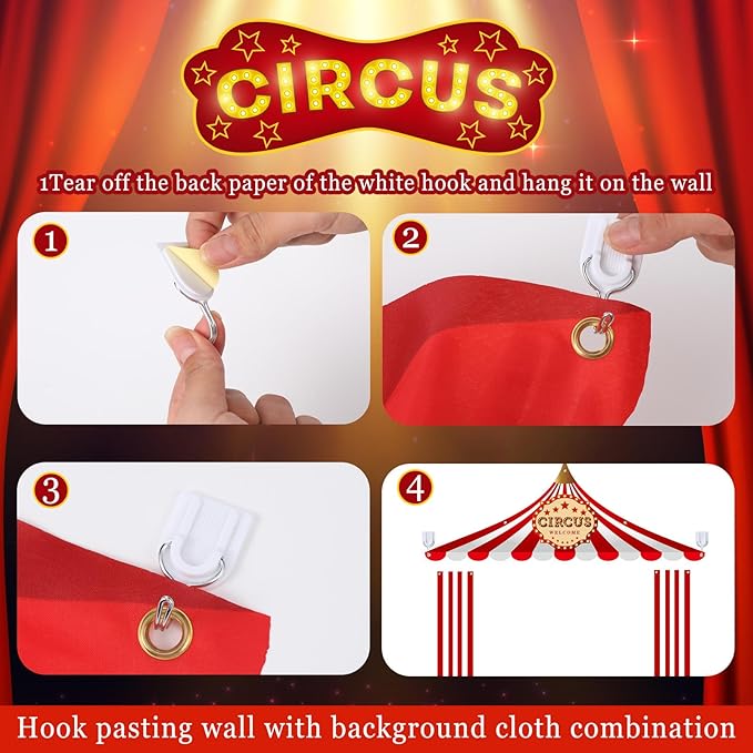 Preboun 3 Pcs Circus Tent Decorations Carnival Circus Theme Party Decorations Carnival Tent Banner Striped Pennant for Clown Theme Birthday Party Classroom Supply