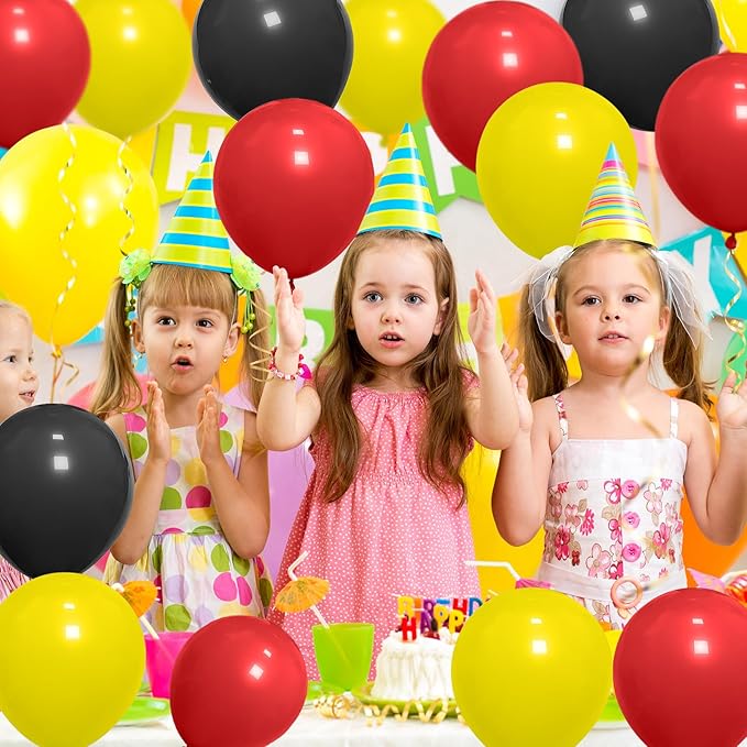 Red Black Yellow Balloon, Black with Printed Balloons, 50pcs 12inch Cartoon Game Balloons for Boys Girls Cartoon Theme Party Decorations Birthday Balloons Baby Shower Party Supplies