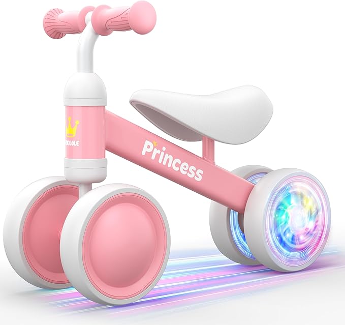 BEKILOLE Light Up Baby Balance Bike Toys for 1 Year Old Girl Gifts & 1st Birthday Gifts | 10-24 Month Toddler Balance Bike
