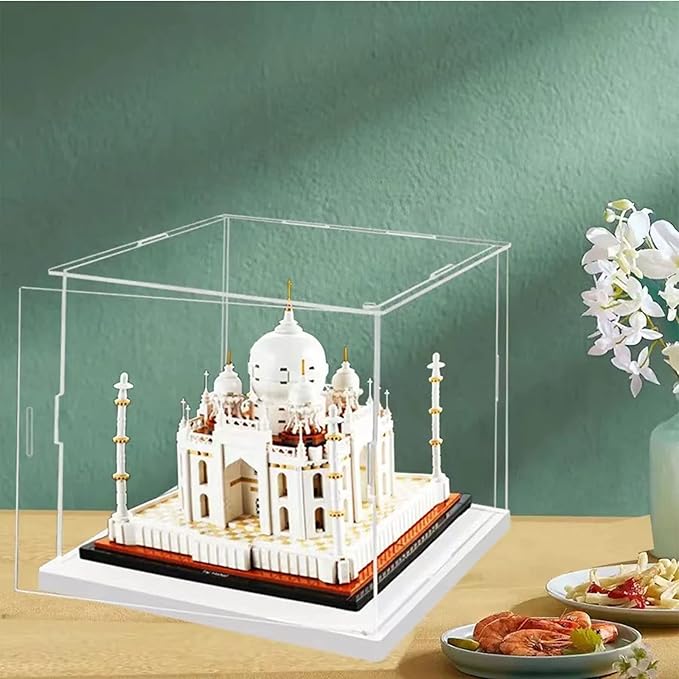 Side Opening Door Clear Acrylic Display Case-Assemble Countertop Box with White Base,Dustproof Protection Showcase for Action Figures Toys Collectibles (15x10x10cm/6x4x4inch)