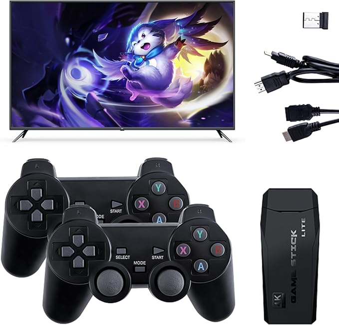 Wireless Retro Game Console with 2 Wireless Controllers - Built-in 20,000+ Classic Games, 4K HDMI TV Output, 18 Simulators, Plug and Play - 64GB TF Card Included - Gift for Kids & Adults