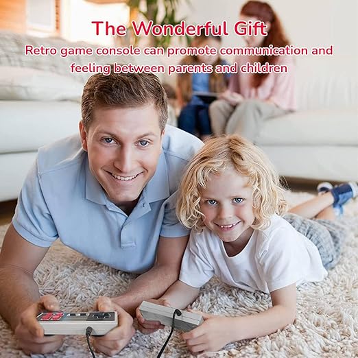 Retro Game Console with 620 Built-in Video Games,Classic Mini Game System with Wired Controller, AV Output Plug and Play Video Games (Pale Grey)