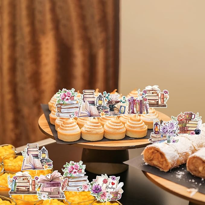 Book Themed Party Decorations - 36PCS Book Club Cupcake Toppers Birthday Decoration I Love Reading Cupcake Picks Decor Supplies for Library