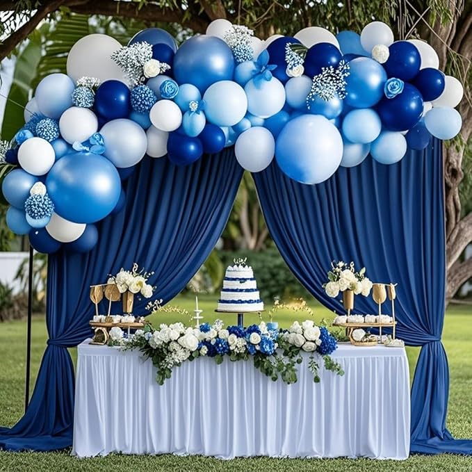 Blue Balloons 60 pcs 12 Inch Light Navy Baby Pearl Blue Metallic Latex Balloons Garland Arch kits for Boys Birthday Baby Shower Graduation Bridal Shower Wedding Party Decoration Supply