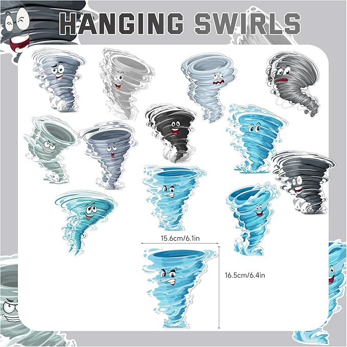 24 Pack Tornado Hanging Swirls Tornado Spirals Tornado Hanging Decorations Ceiling Decor for Tornado Birthday Party Decorations Tornado Party Supplies