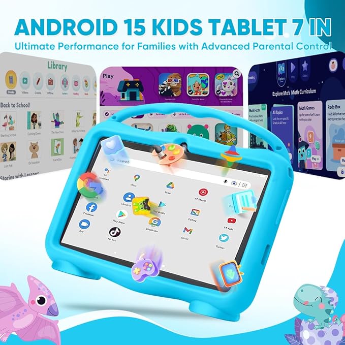 Kids Tablet, 7 inch Tablet for Kids, Educational Learning Toddler Tablet Android 15, 8(3+5) GB RAM+32GB ROM Storage, WiFi for Baby Girl boy Present 3-10(Blue)