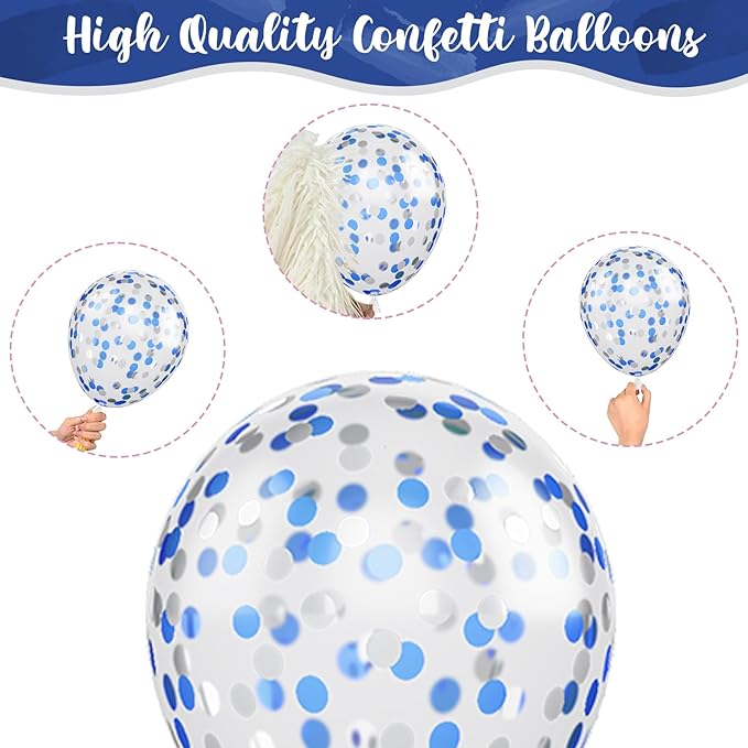 Navy Blue and Silver Balloons, 12 Inch Dark Midnight Blue Metallic Silver Latex Balloons Set for Boys Baby Shower Men Birthday 2026 Graduation Fathers Day Anniversary Denim Party Decorations