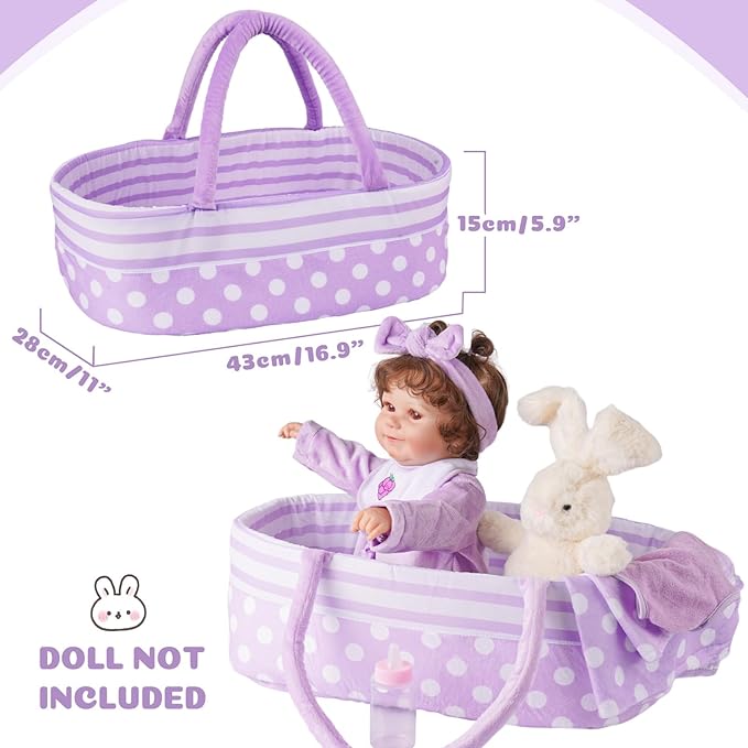 BABESIDE 8 Pcs Reborn Baby Doll Clothes with Bassinet for 17-22 Inch Babydolls, Reborn Baby Doll Accessories fit Dolls Girls, Baby Dolls Clothes for Realistic Dolls,Toy Gift for Kids