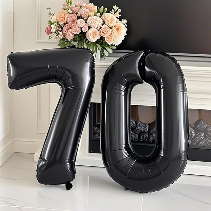 40 Inch Black Number 70 Digital Balloon,Jumbo Mylar Foil Helium Balloon for 70 Balloons for Birthday Party,Wedding Anniversary Party Decorations