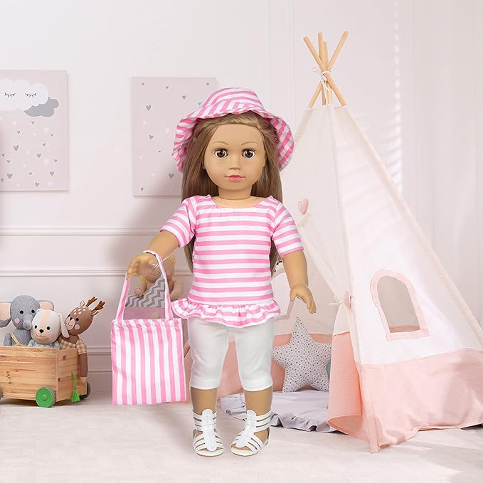 23 Pcs 18 Inch Girl Doll Clothes and Accessories for 18 Inch Doll Dress with Our Generation Dolls Including 10 Complete Sets of Clothing Outfits