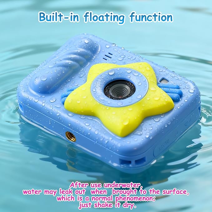 Waterproof Kids Toy Camera with 32GB Card,48MP 1080P HD Underwater Digital Camera – IP68 Shockproof Gift for Boys & Girls 3 4 5 6 7 8 9 10 Years, Ideal Christmas & Birthday Present – Blue