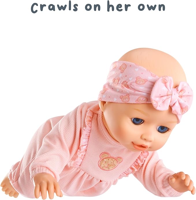 Baby Born Learn to Walk Baby Doll Annabell - Blue Eyes: Realistic Features for Kids Ages 3+, Walks, Crawls, Sits & Kicks, Eyes Open & Close, Multiple Sound Effects