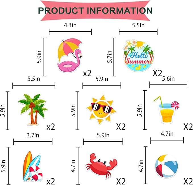 Summer Party Decorations, Beach Party Decorations Include Hello Summer Banner and Summer Beach Hanging Swirls, Summer Holiday Birthday Party Supplies