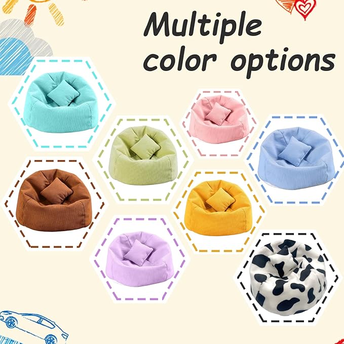 Handmade Bean Bag Chair for Doll Sofa Seat, Mini Sofa Suitable for 17 CM Dolls, Practical Accessories Suitable for Blind Box Enthusiasts and Collectors(Blue)