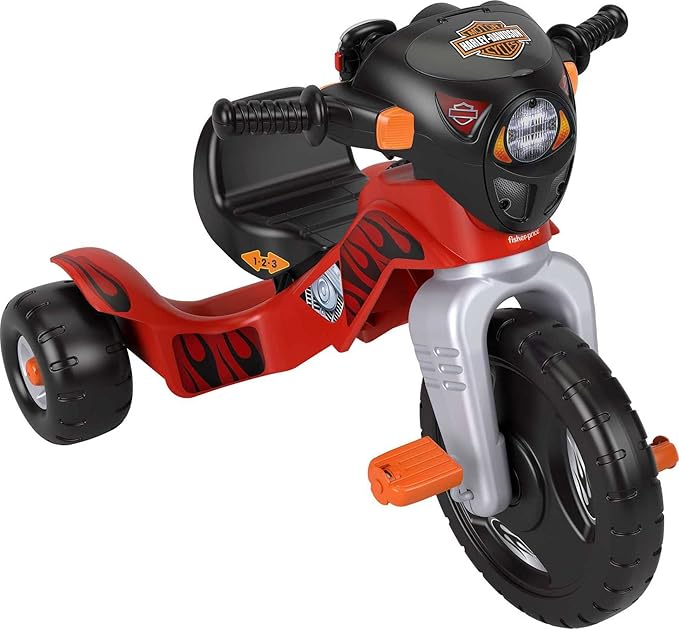Fisher-Price Harley Davidson Toddler Tricycle Ride-On Preschool Toy, Lights & Sounds Trike with Adjustable Seat (Amazon Exclusive)