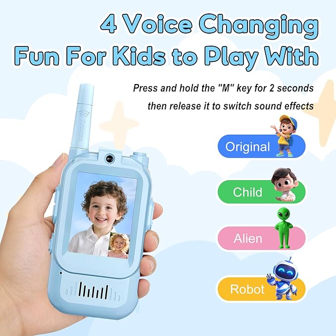 Video Walkie Talkies for Kids, 2 Pack Handheld Rechargeable Walkie Talkies-Christmas Birthday Gifts for Kid Age 3-12, Toddler Indoor Outdoor Toys- Family Games, Outside, Camping, Hiking Blue&Pink