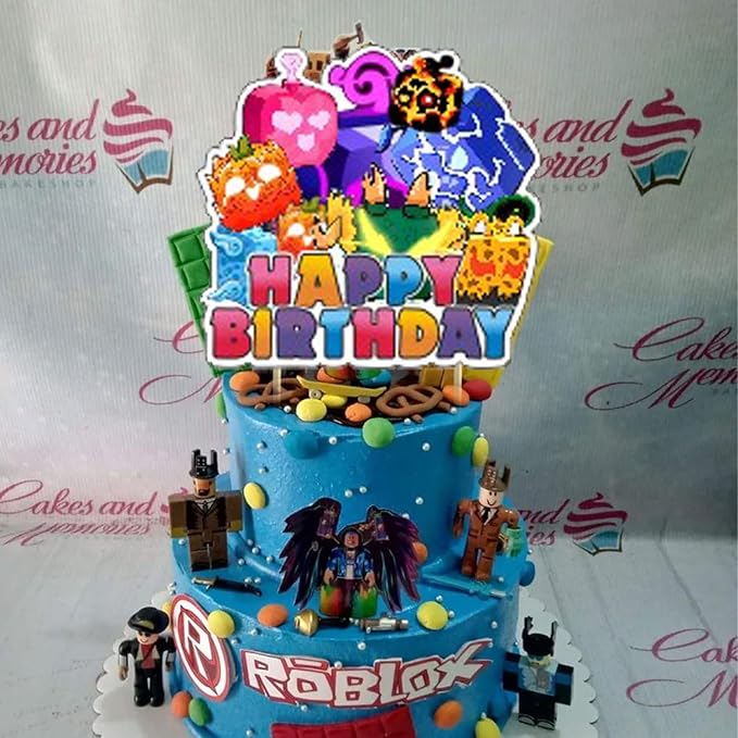 Blox Fruits Party Supplies,Blox Fruits Game Party Decorations Includes Banner, Cake Toppers, Balloon for Blox Game Party Decorations