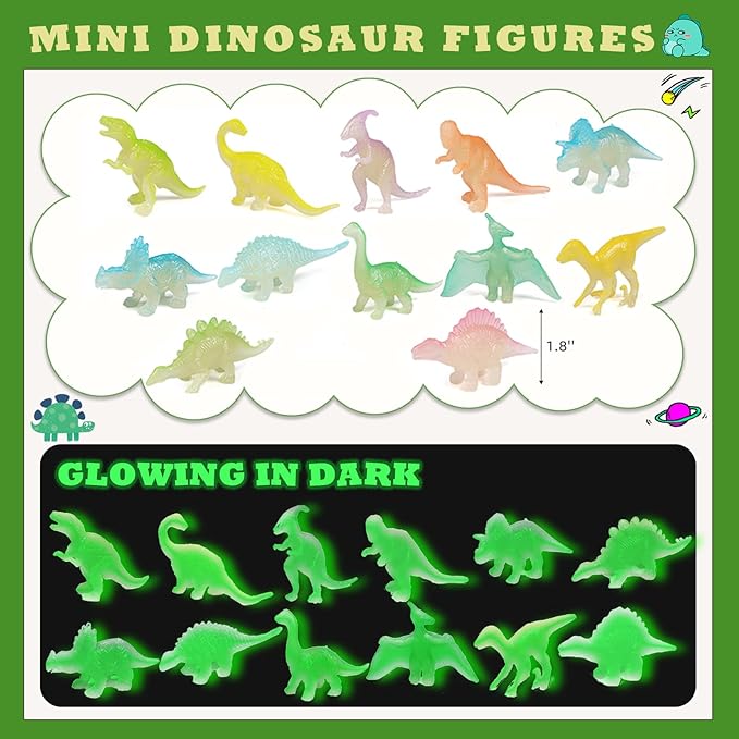 144 Pcs Dinosaur Party Favors for 12 Kids - Dino Birthday Party Supplies Include Bubble Wands, Hatching Eggs, Art Kit, Silicone Rings, Bracelets, Stickers