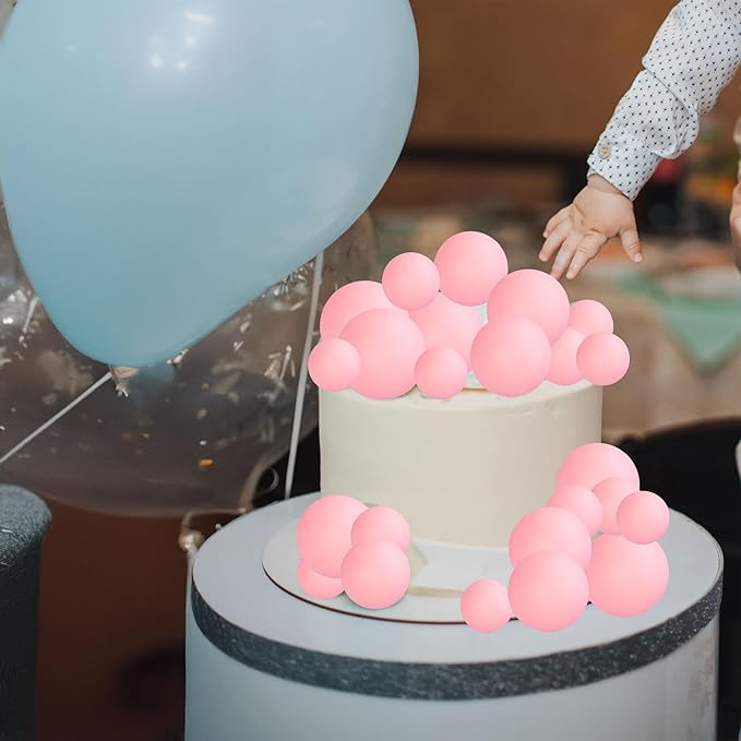Gyufise 30Pcs Balls Cake Topper DIY Cake Insert Toppers Ball Cake Picks Cupcake Topper for Birthday Party Baby Shower Wedding Cake Decoration Pink