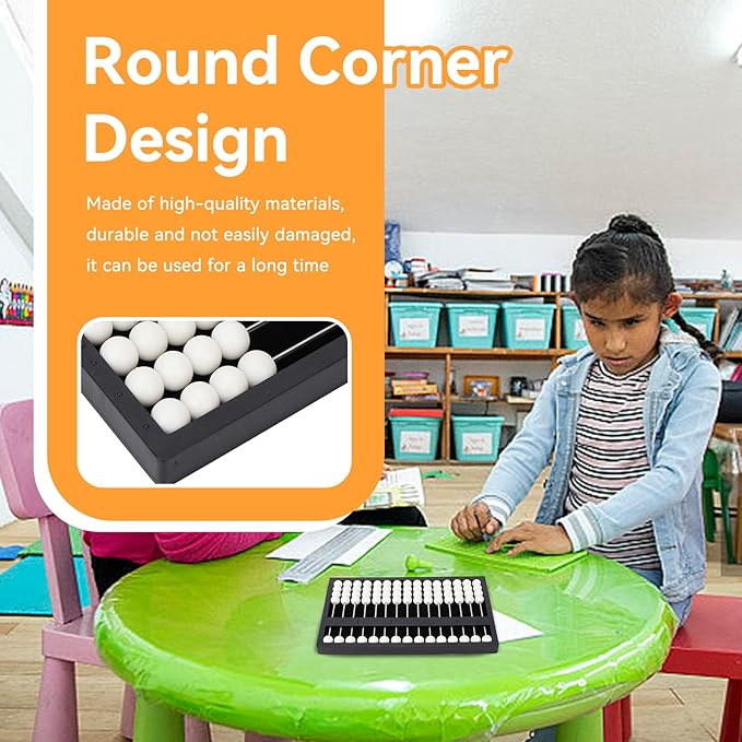 The Blind Abacus, Professional 15 Row Braille Learning Tool Portable Mathematic Concepts Blind Abacus with Tactile Signs for Early Education Math Concept Learning
