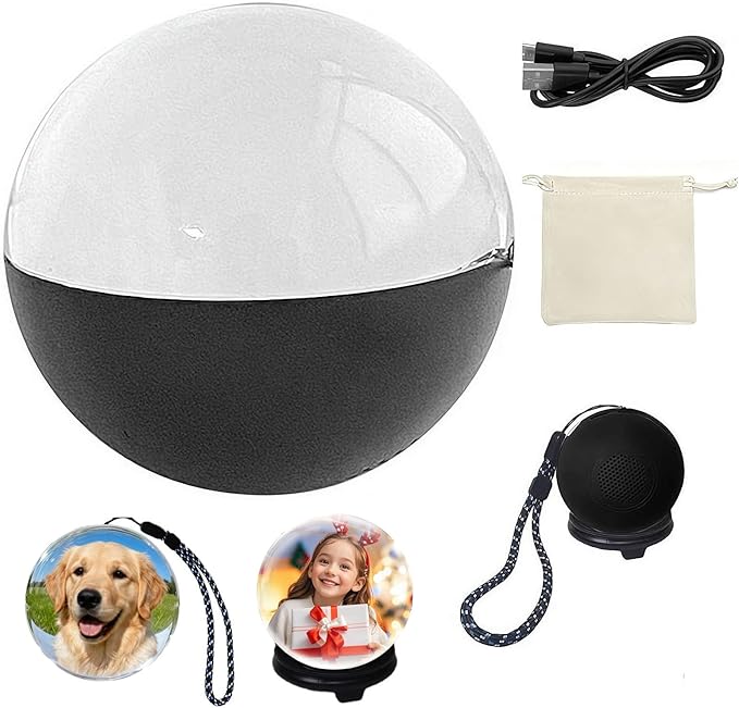 2.76" Crystal Ball Video Player, 2026 New 3D Memory Orb Ball Digital Display Memory Sphere Lamp with Sound, Uploadable Videos&Photos, Personalized Gift for Birthday Anniversary Xmas Valentine's Day