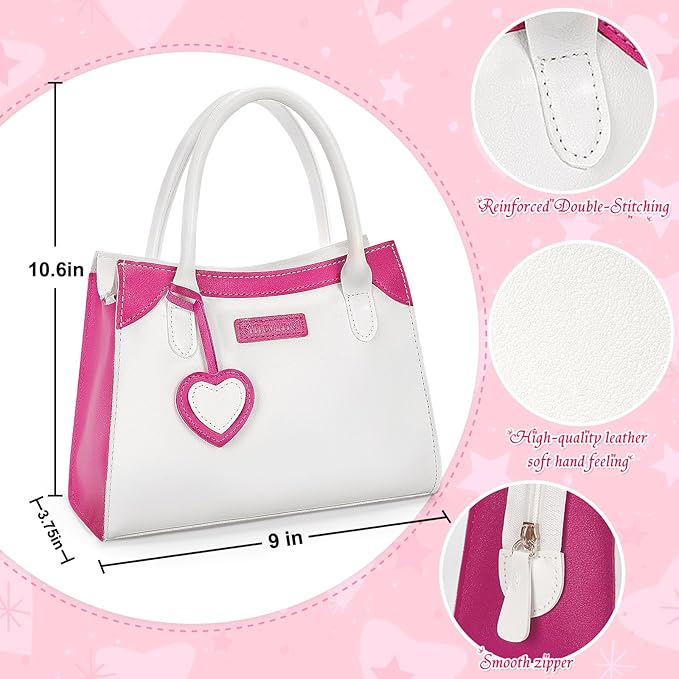Officygnet Play Purse for Little Girls, Pretend Princess Play Toys for 3 4 5 6 7 8 Year Old, Toddler Purse with Accessories, Kids Toy Birthday for Girls Ages 3-5 4-5 6-8(White)