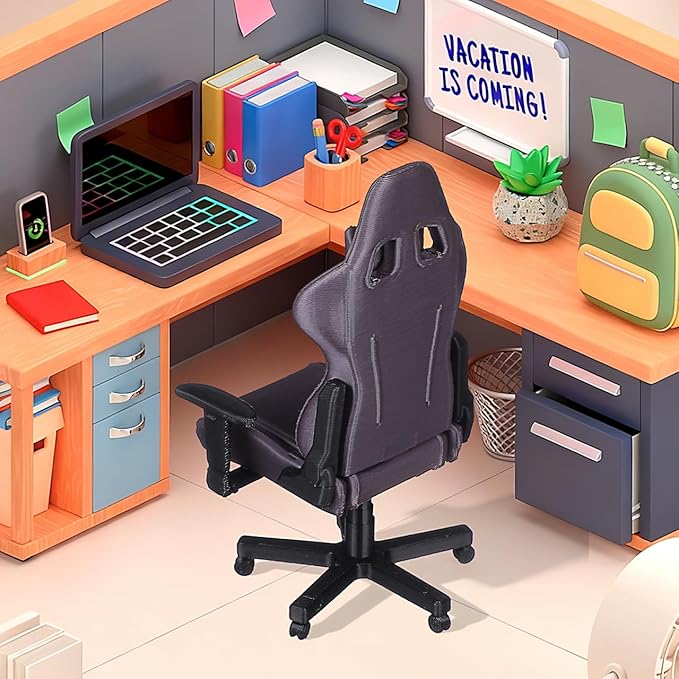 1:12 Scale Miniature Gaming Chair - Doll Computer Chair Model Decor Dollhouse Furniture Accessories for Gamer Collectors, Mini Office Decor & Micro Scene Prop