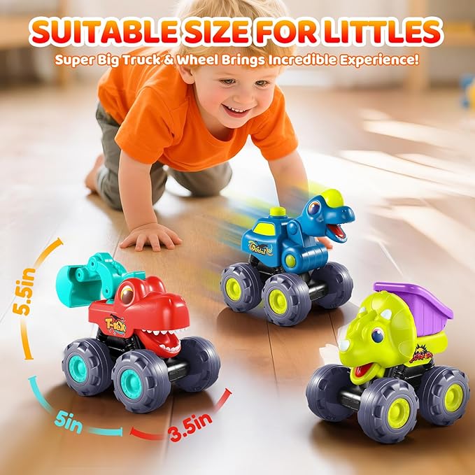 OCATO Dinosaur Monster Trucks for Toddlers 2-4 Years Dinosaur Toys for Kids 2 3 4 5, Kids Toys Boys 3-5 Baby Toddler Boy Toys Gifts Age 2 3 4 Birthday Gifts Xmas
