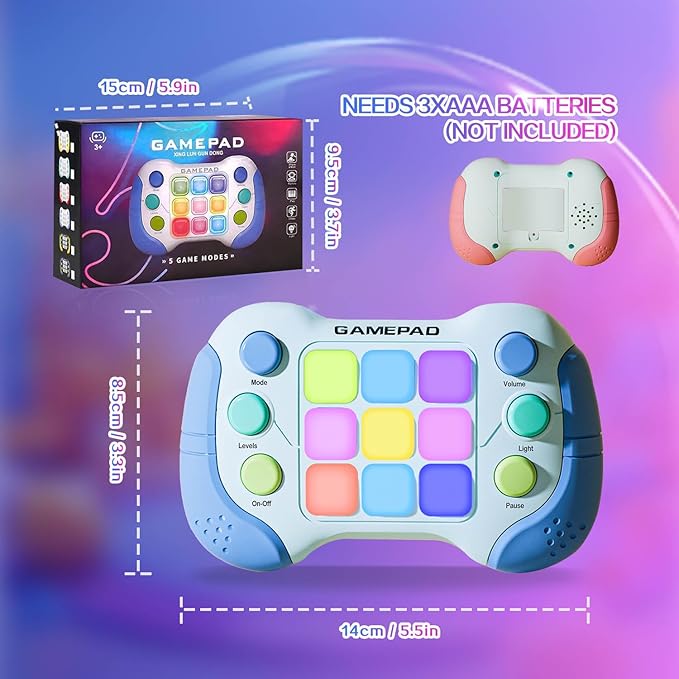 Christmas Fast Push Game Fidget Toys Handle, Upgraded Flashing Quick Press Games Pro for Kids, Speed Push Light Up Fidget Game, Educational Handheld Console Gamepad Toy for Boys, Girls (Blue)