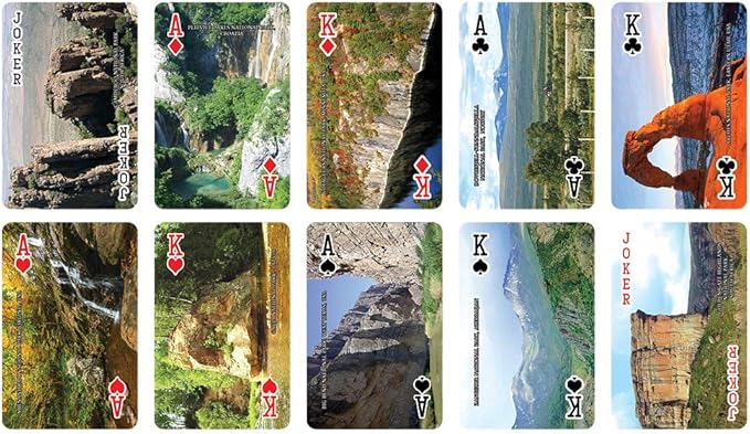 Creanoso National Park Playing Cards (2 Decks) - Themed Parties Props Theme Games – Stocking Stuffers for Birthday Wedding Celebration Wall Decor - Activity Learning Cards for Family and Friends