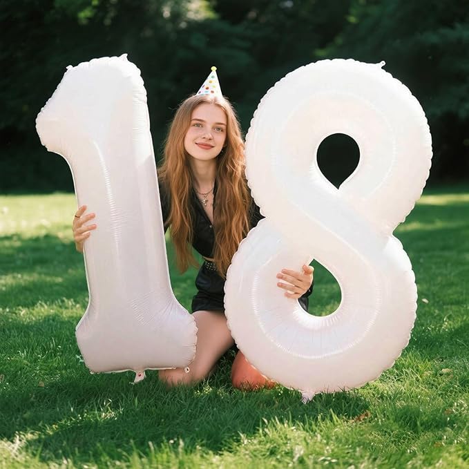 40 Inch Number Balloon White 8 Balloon Party Decorations 8 18 28 80 Giant Jumbo Foil Balloons 80th 88th Men Women for Birthday Anniversary Party Supplies