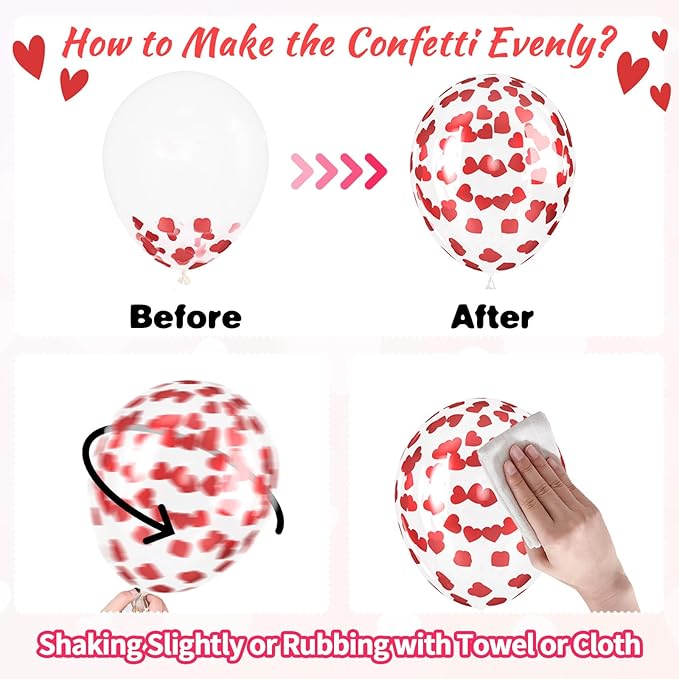 Light Pink and Red Balloons, 12 Inch 50 Pcs Pink and Red Heart Shaped Latex Balloon, White Heart Printed Balloons, for Valentine’s Day Wedding Engagement Anniversary Birthday Party Decorations