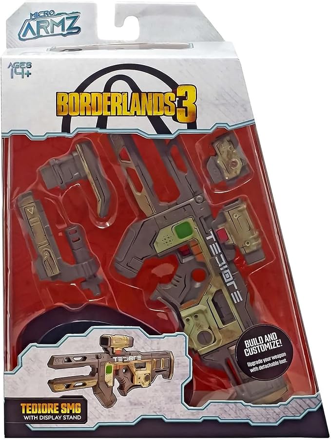 Borderlands 3 MicroArmz Tediore SMG Collectible Replica, Customize Your Weapon’s Scope, Barrel, & Stock, Bonus Loot Gun Accessories Included