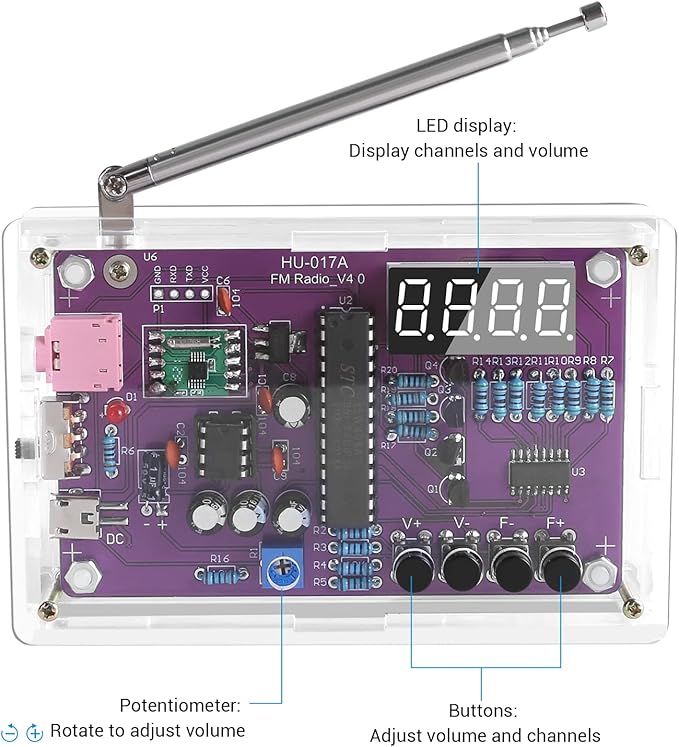 ICSTATION Soldering Project Radio, FM Radio Kit with 2 Power Supply Modes Soldering Practice Kit DIY Radio Kits FM 87-108MHz with Headphone Jack for Learning Teaching STEM Education