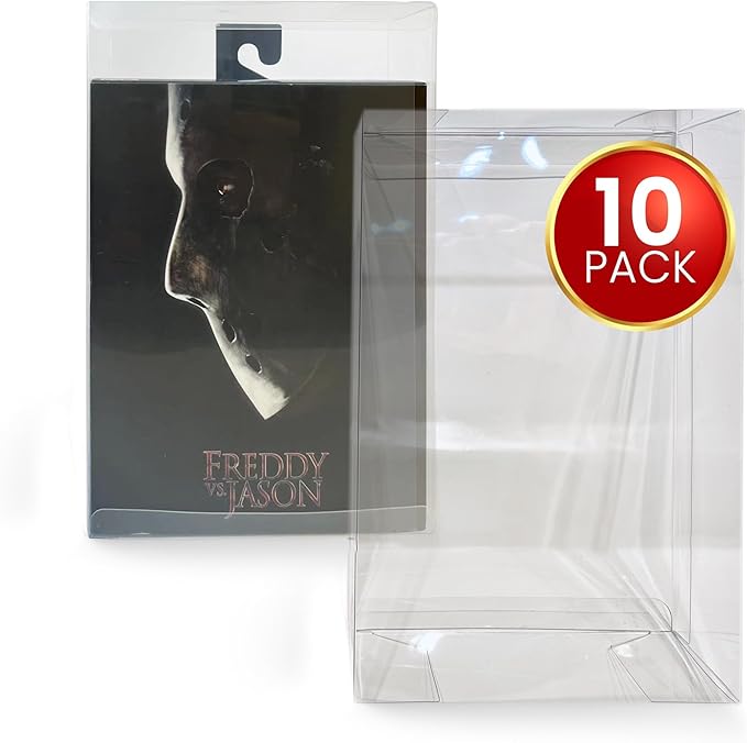 EVORETRO Display Protector Case for NECA Ultimate Action Figure Box with Hanger - 0.40 mm Thick PET Plastic Clear Case for NECA Action Figures Box, Scratch Resistant, Dustproof (10 Pack)