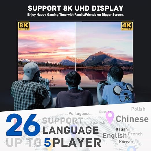 Kinhank Retro Game Console with 65000+Games,Super Console CUBE X3 Video Game Console with EmuElec 4.6/Android 9/CoreE,8K Output,2.4+5G,BT 4.0,Emulator Console Compatible with Most Emulators,Best Gift