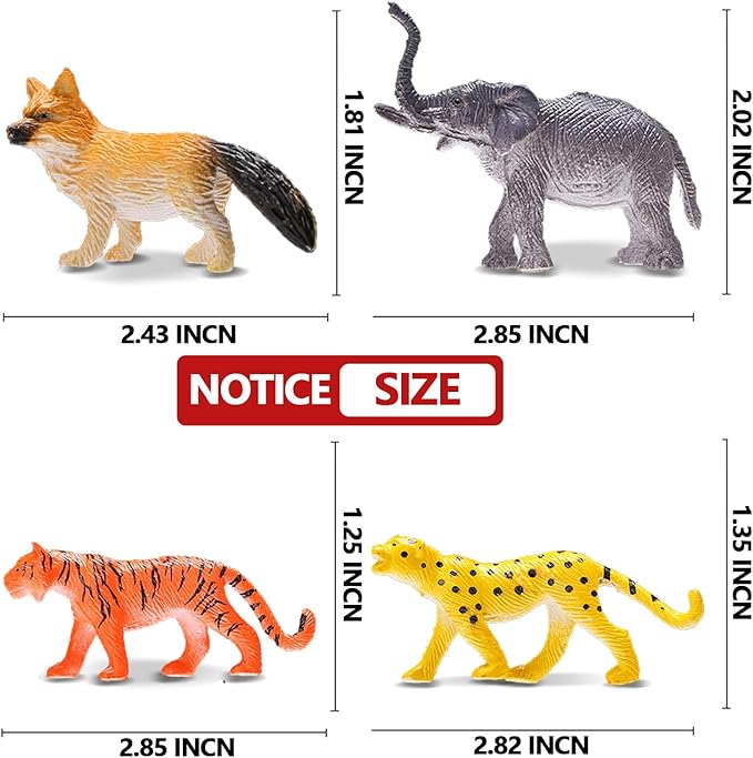 Animals Figure,54 Piece Mini Jungle Toys Set,ValeforToy Realistic Wild Vinyl Plastic Animal Learning Party Favors for Boys Girls Kids Toddlers Forest Small Playset Cupcake Topper
