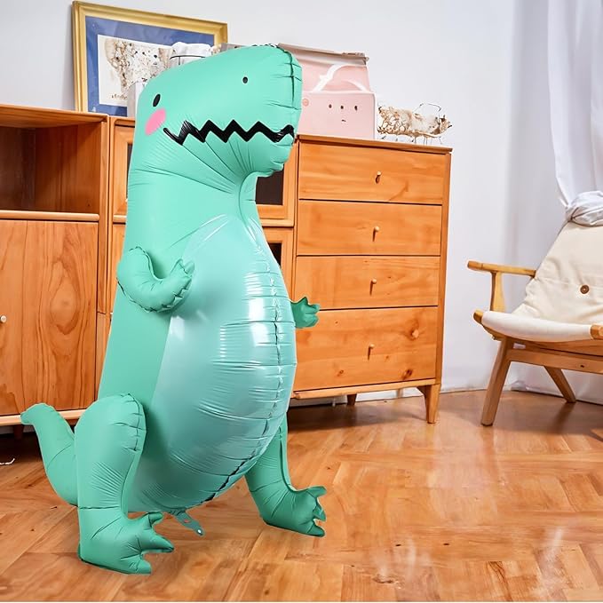 43" Large 3D Dinosaur Balloon for Party Decorations, Cute Giant Self Standing Inflatable Dinosaur Balloons, Dino Foil Balloons for Kids Jungle Dino Themed Baby Shower Birthday Party Decor Supplies