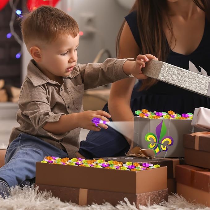 36PCS Mardi Gras Finger Lights Mardi Gras Party Favors Glow in the Dark Light Up Finger Lights Carnival Green Purple Toys Bulk for Kids Birthday Party Goodie Bag Stuffer Birthday Gift Classroom Prize
