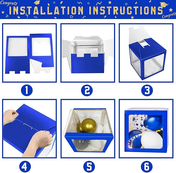Graduation Decorations Class of 2026 - Blue and Gold Balloons Boxes with Letters 2026 GRAD So Proud of You - Complete Party Supplies for High School & College Celebrations