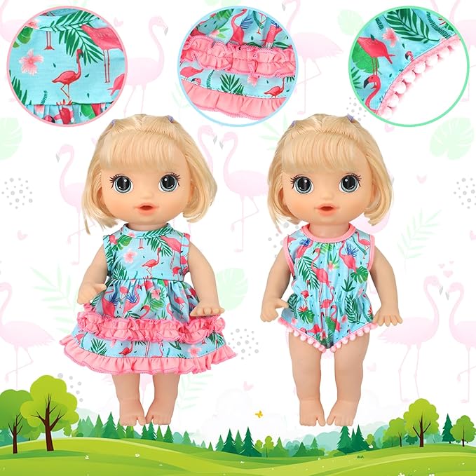 10 Set Alive Baby Doll Clothes, Doll Clothes and Accessories for 10-12 Inch Girl Dolls Outfits Include Cute Jumpsuit, Skirts