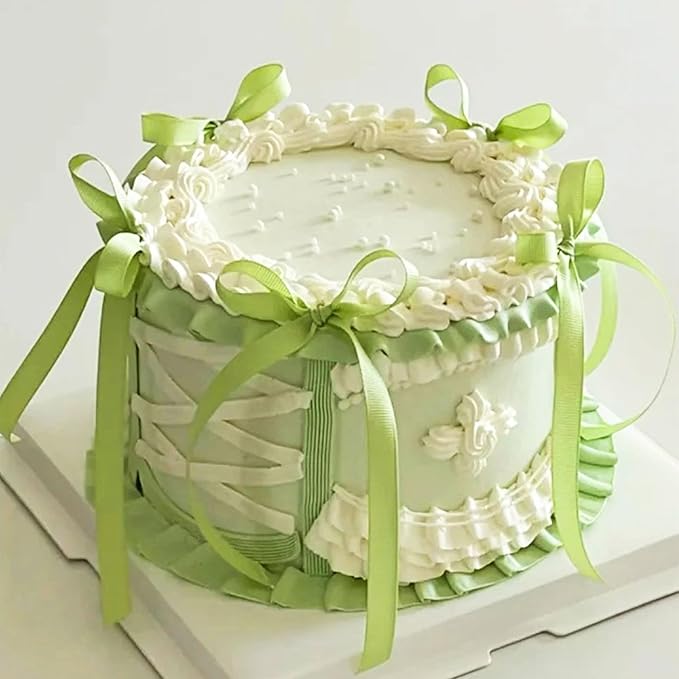 12 PCS Green Bow Cake Topper Coquette Ribbons Bows Cake for Decorating Dessert Green Bowknot Birthday Cake Toppers Baby Bridal Shower Party Favors